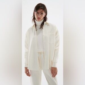 Zara White Corduroy Button Down Shirt